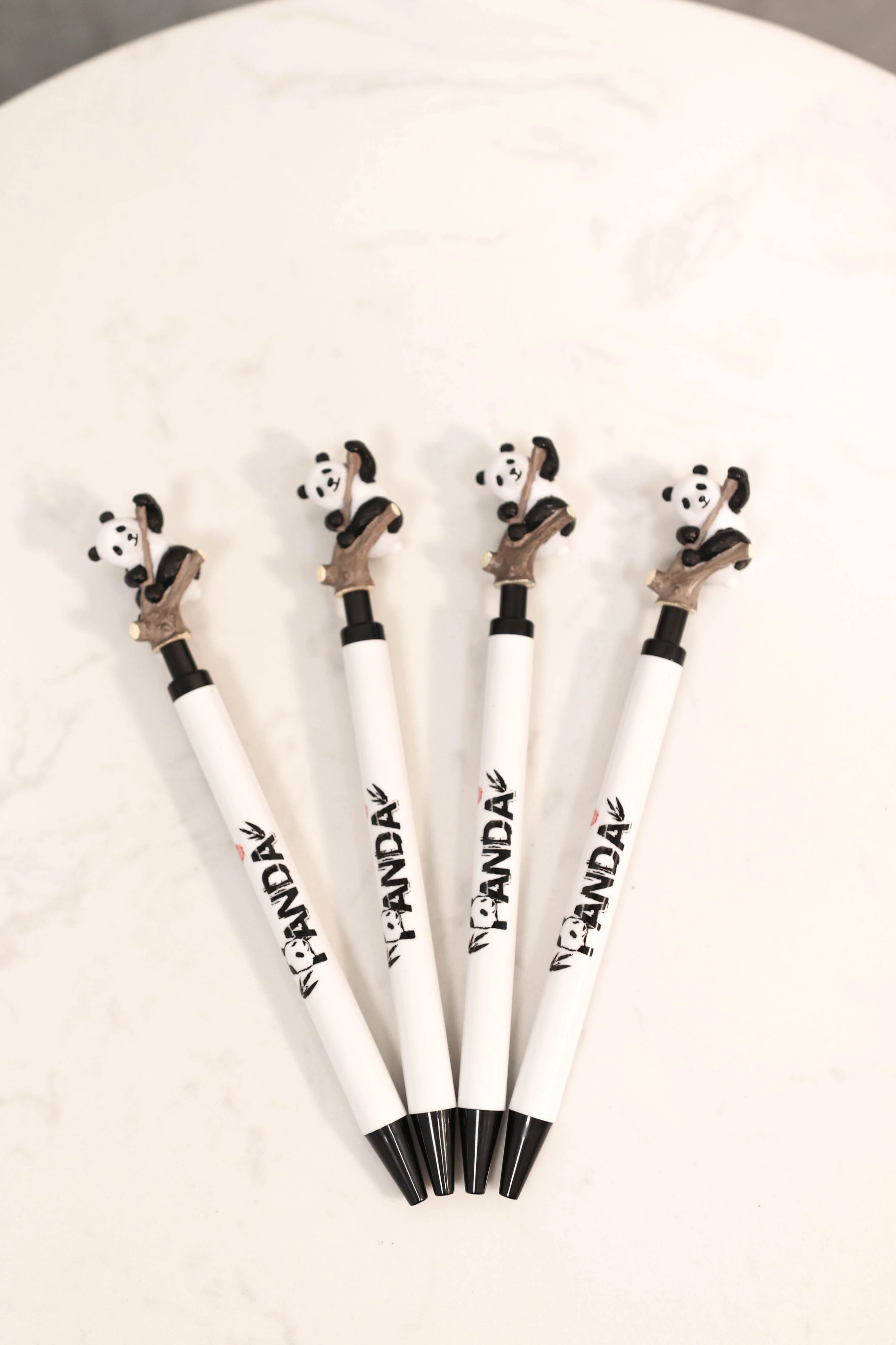 Pack Of 4 Panda Bear Cub Climbing On Tree White Ballpoint Ball Black Ink Pens - Image 4