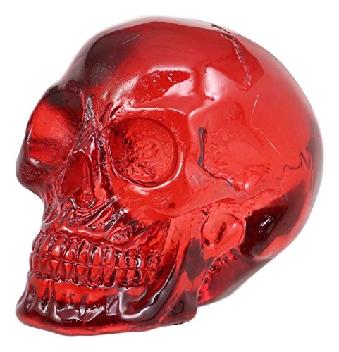 Pack of 4 Red Translucent Witching Hour Gazing Skull Miniature Figurines 2.5"L - Image 2
