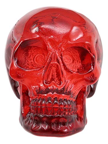 Pack of 4 Red Translucent Witching Hour Gazing Skull Miniature Figurines 2.5"L - Image 3
