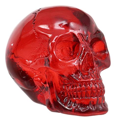 Pack of 4 Red Translucent Witching Hour Gazing Skull Miniature Figurines 2.5"L - Image 4