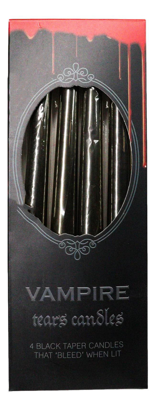 Pack of 4 Ritual Spell Vampire Tears Black Taper Candles Red Wax Candlesticks - Image 6
