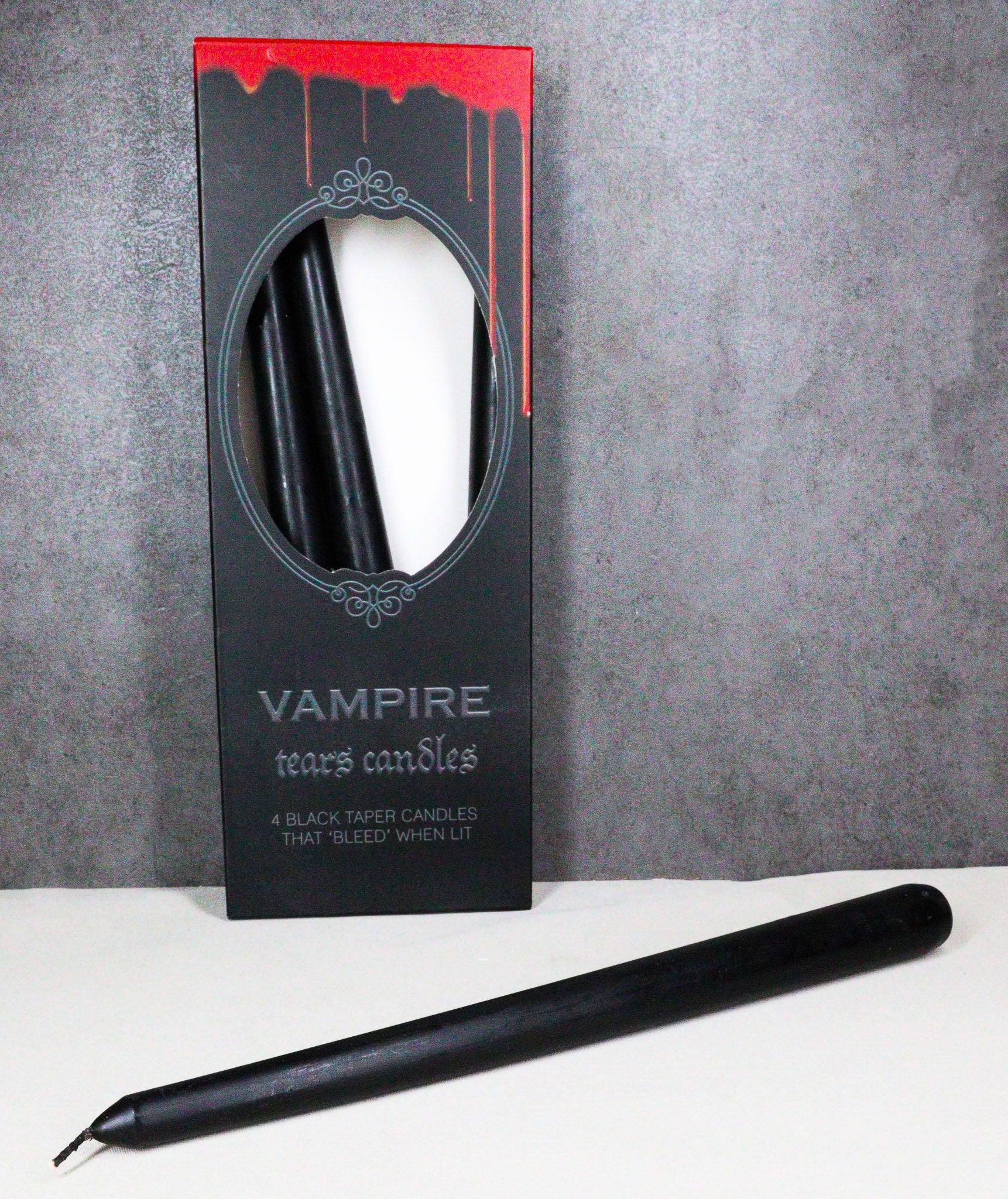 Pack of 4 Ritual Spell Vampire Tears Black Taper Candles Red Wax Candlesticks - Image 7