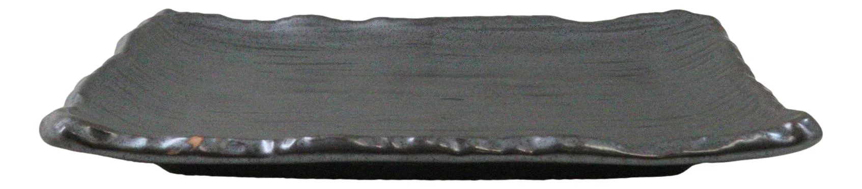 Pack Of 5 Black Tetsu Kesho Ceramic Collection Rectangular Wavy Sushi Plates - Image 5