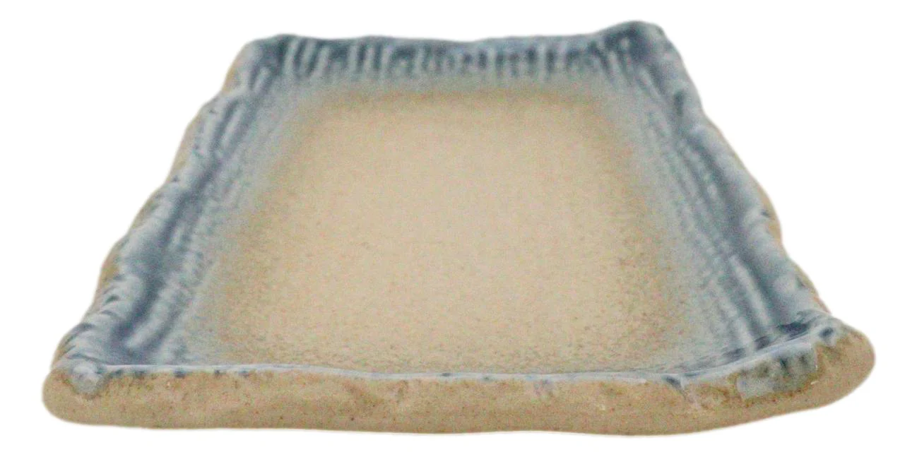 Pack Of 5 Blue River Ao Nagashi Collection Rectangular Wavy Sushi Plates 8.75" L - Image 2