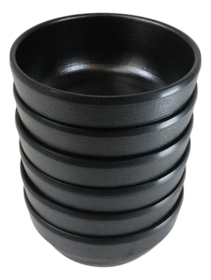 Pack Of 6 Black Silk Melamine Rice Miso Soup Salad Appetizer Shallow Bowls 12oz - Image 3