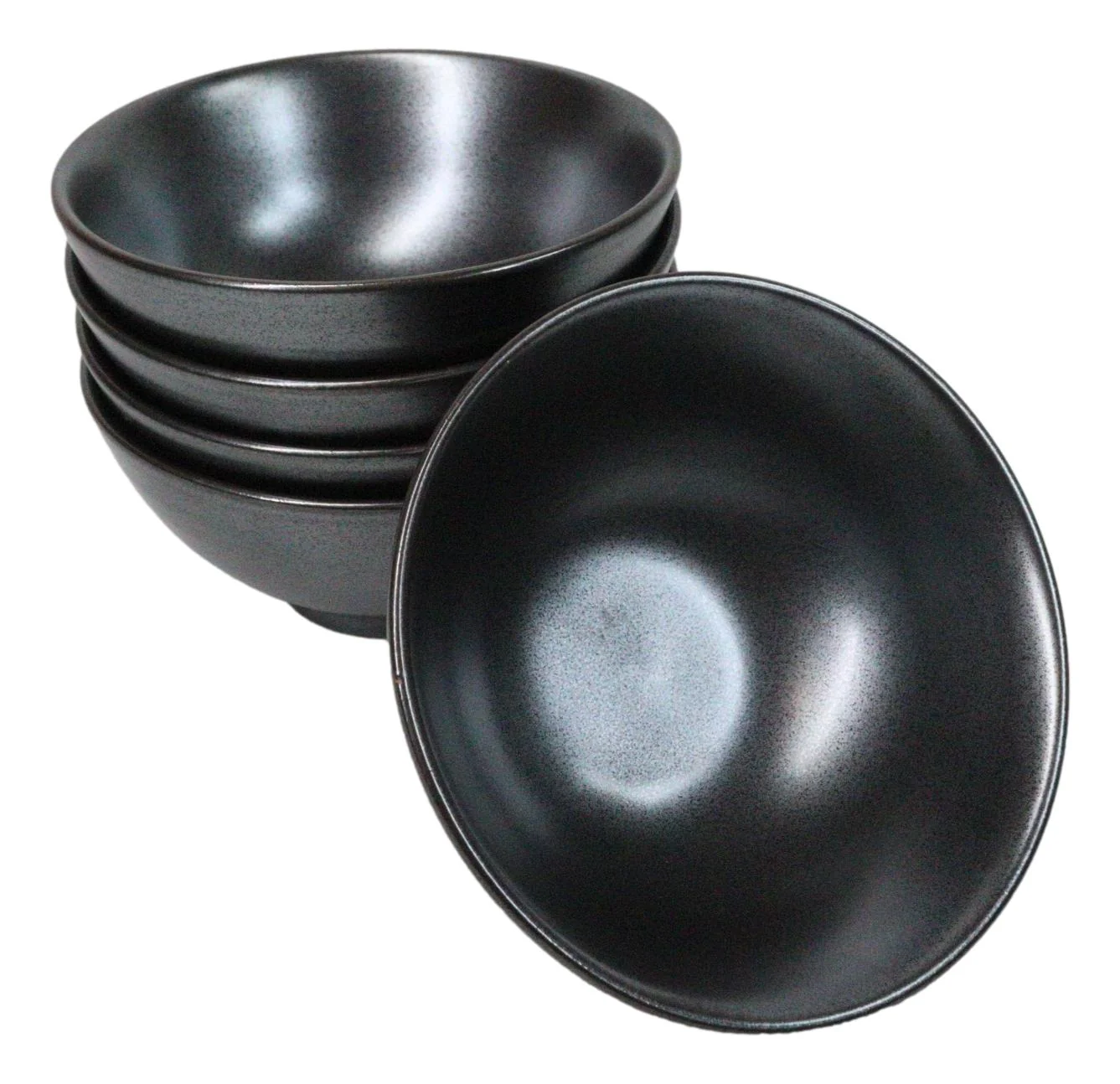 Pack Of 6 Black Tetsu Kesho Collection Small Rice Soup Appetizer Bowls 10oz - Image 2
