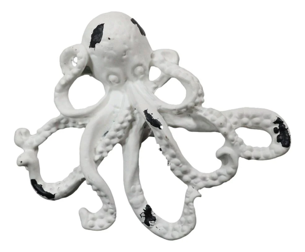 Pack Of 6 Cast Iron Vintage White Sea Octopus Drawer Cabinet Door Pull Knobs - Image 8