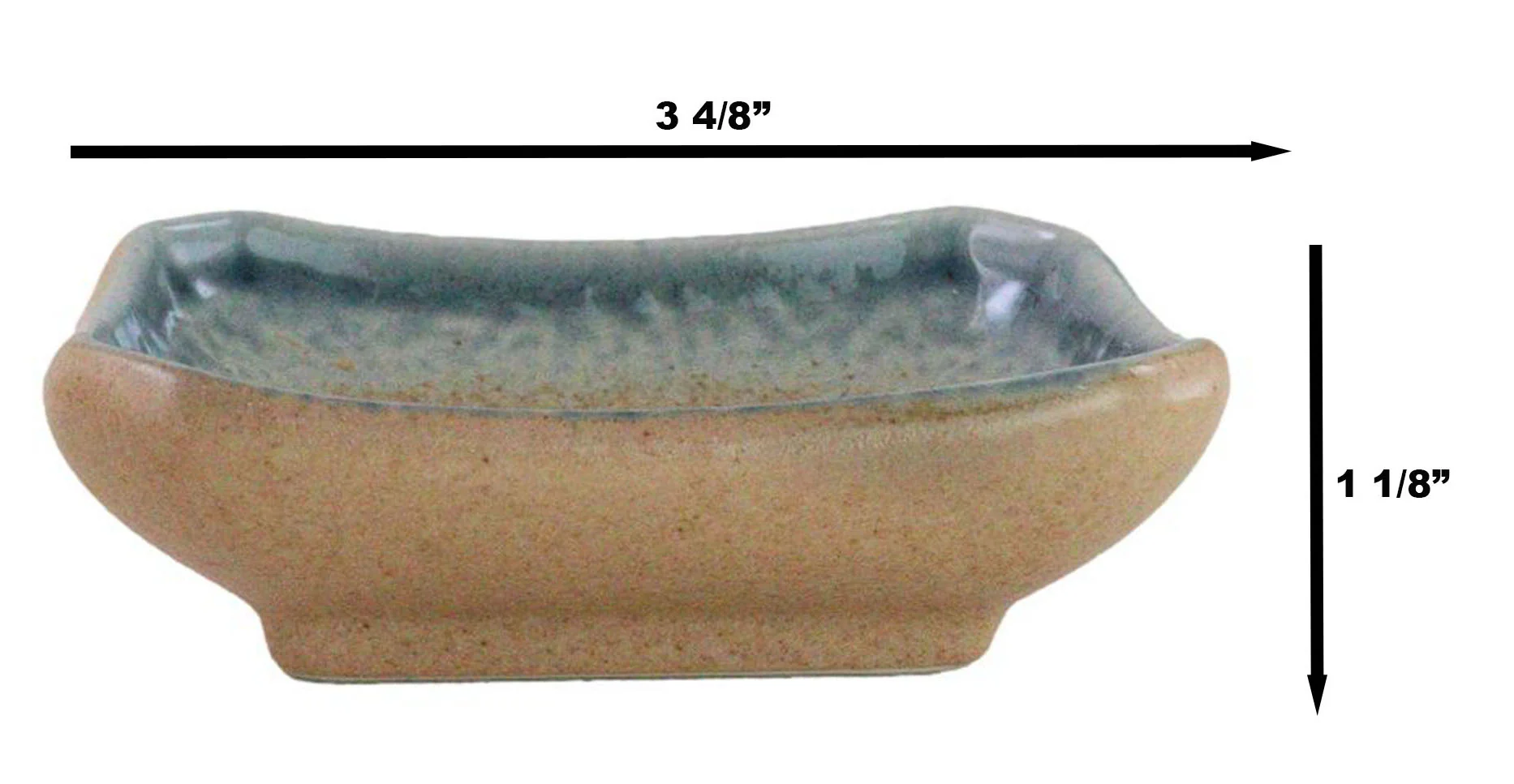 Pack Of 6 Ceramic Ao Nagashi Soy Sauce Oil Condiment Rectangular Dishes 2oz - Image 5