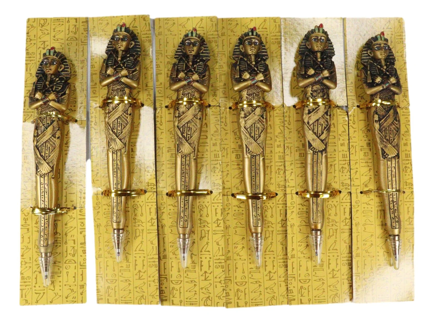 Pack Of 6 Egyptian Mask of King TUT Pharaoh Sarcophagus Figurine Ballpoint Pens - Image 5