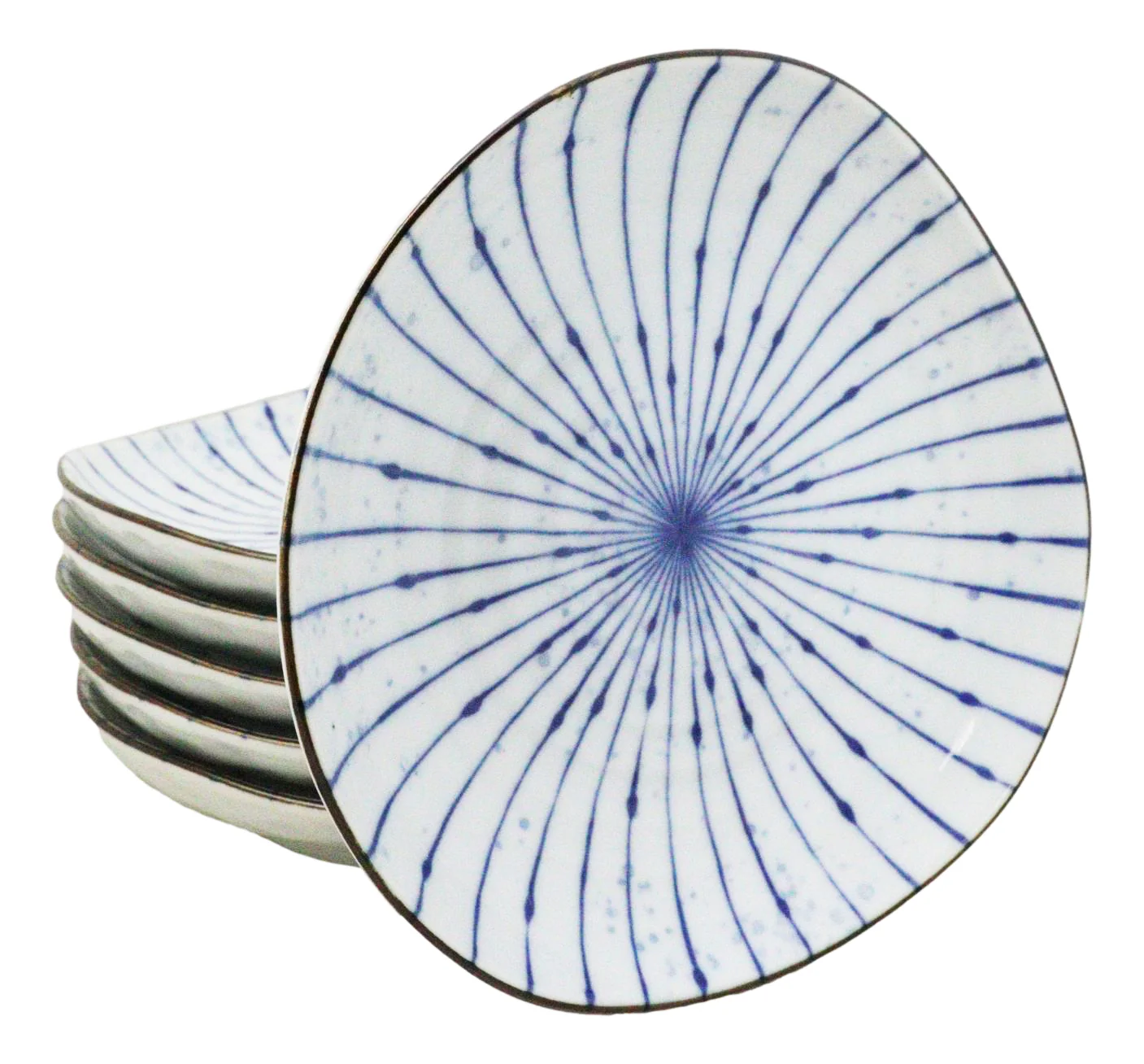 Pack Of 6 Fubuki Tokusa Made In Japan Round Flair Appetizer Shallow Bowls Plates