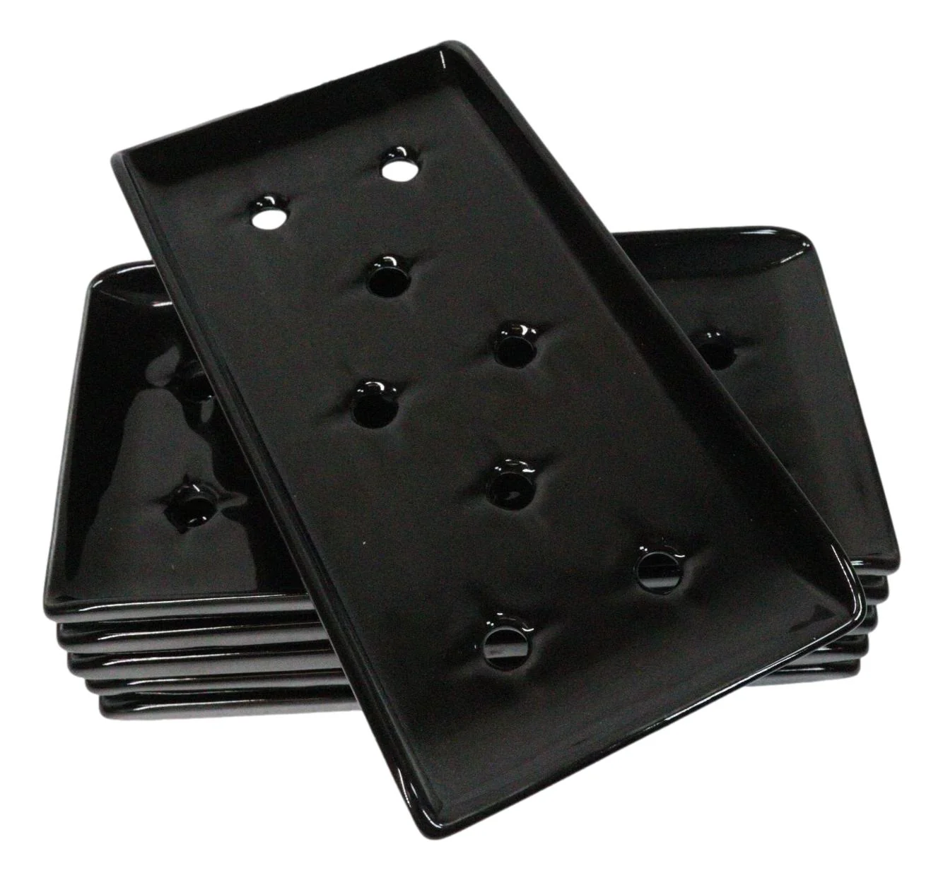 Pack Of 6 Japanese Raw Sushi Preparation Storage Black Neta Zara Ceramic Plates