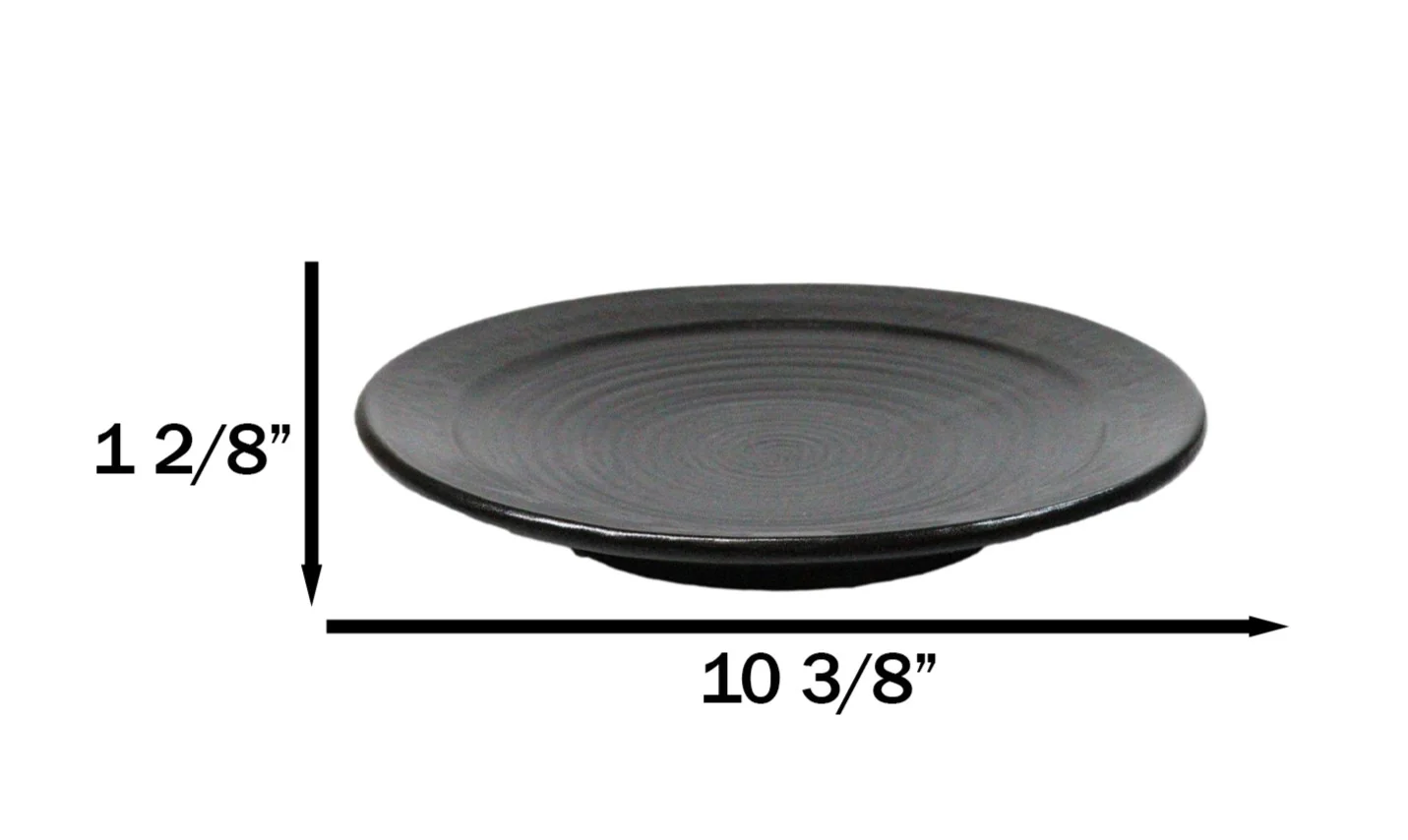 Pack Of 6 Kokuyo Black Minimalist Ceramic Round Lunch Dinner Entree Plates 10"D - Image 3