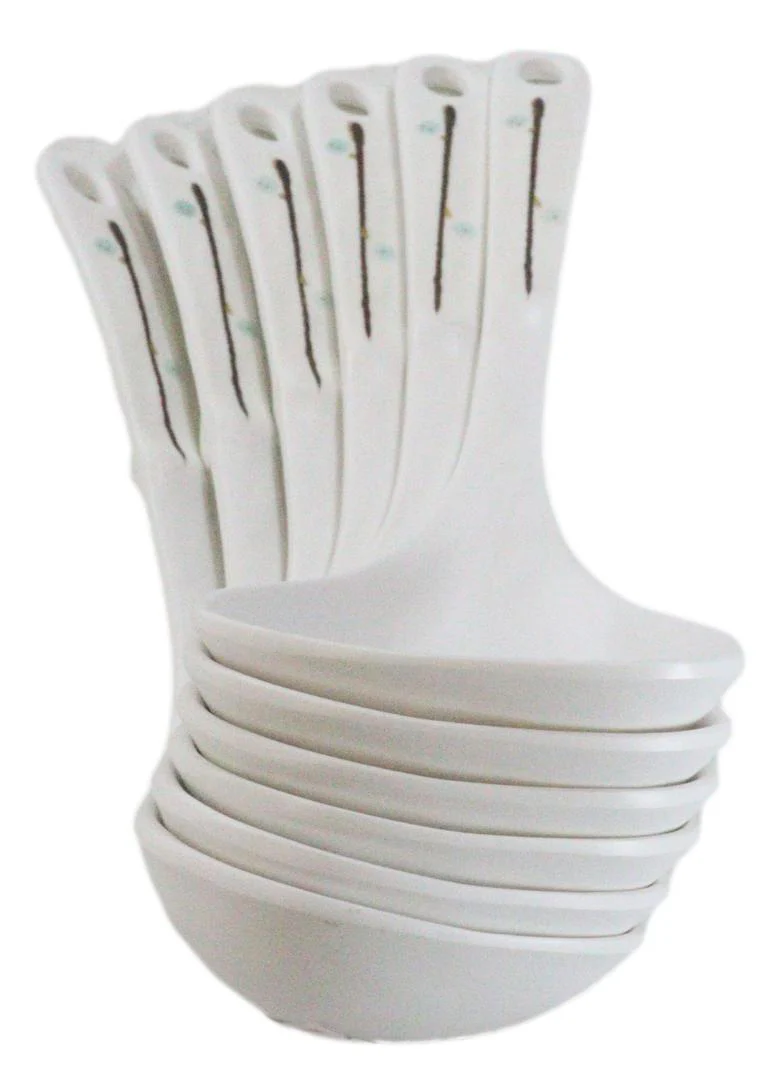 Pack of 6 Melamine Yukino Hana Soup Gravy Stew Ladle Soup Spoons With Notch 8"L