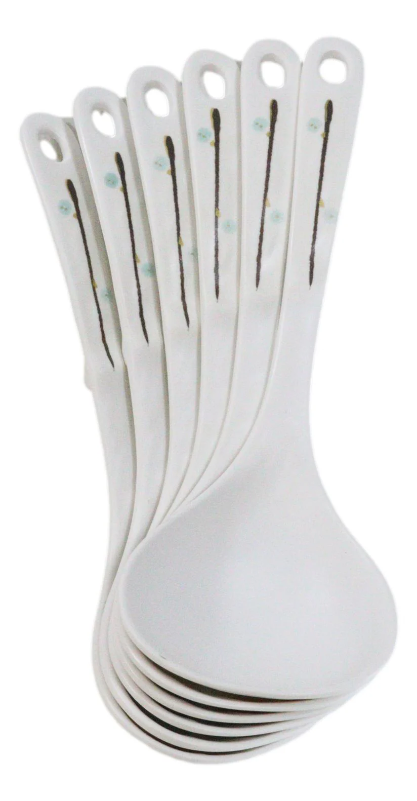 Pack of 6 Melamine Yukino Hana Soup Gravy Stew Ladle Soup Spoons With Notch 8"L - Image 2