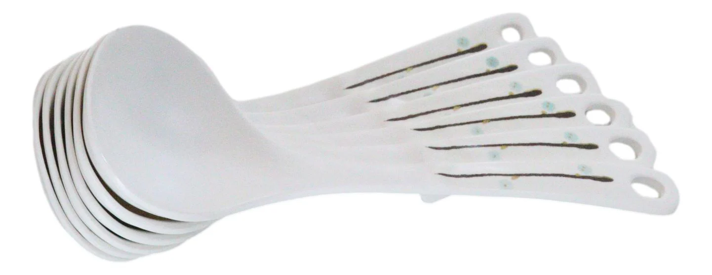 Pack of 6 Melamine Yukino Hana Soup Gravy Stew Ladle Soup Spoons With Notch 8"L - Image 3