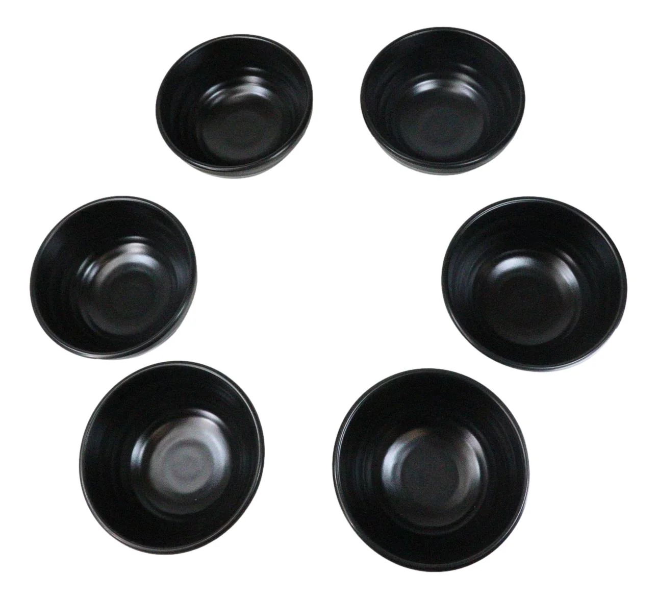 Pack Of 6 Modern Ridged Matte Black Melamine Deep Ramen Soup Pasta Bowls 46oz - Image 2
