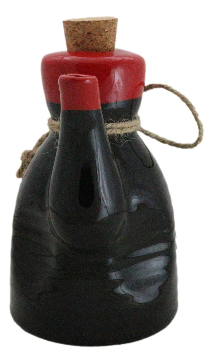 Pack of 6 Porcelain Calligraphy Soy Sauce Vinegar Condiment Dispenser Flask 7oz - Image 3