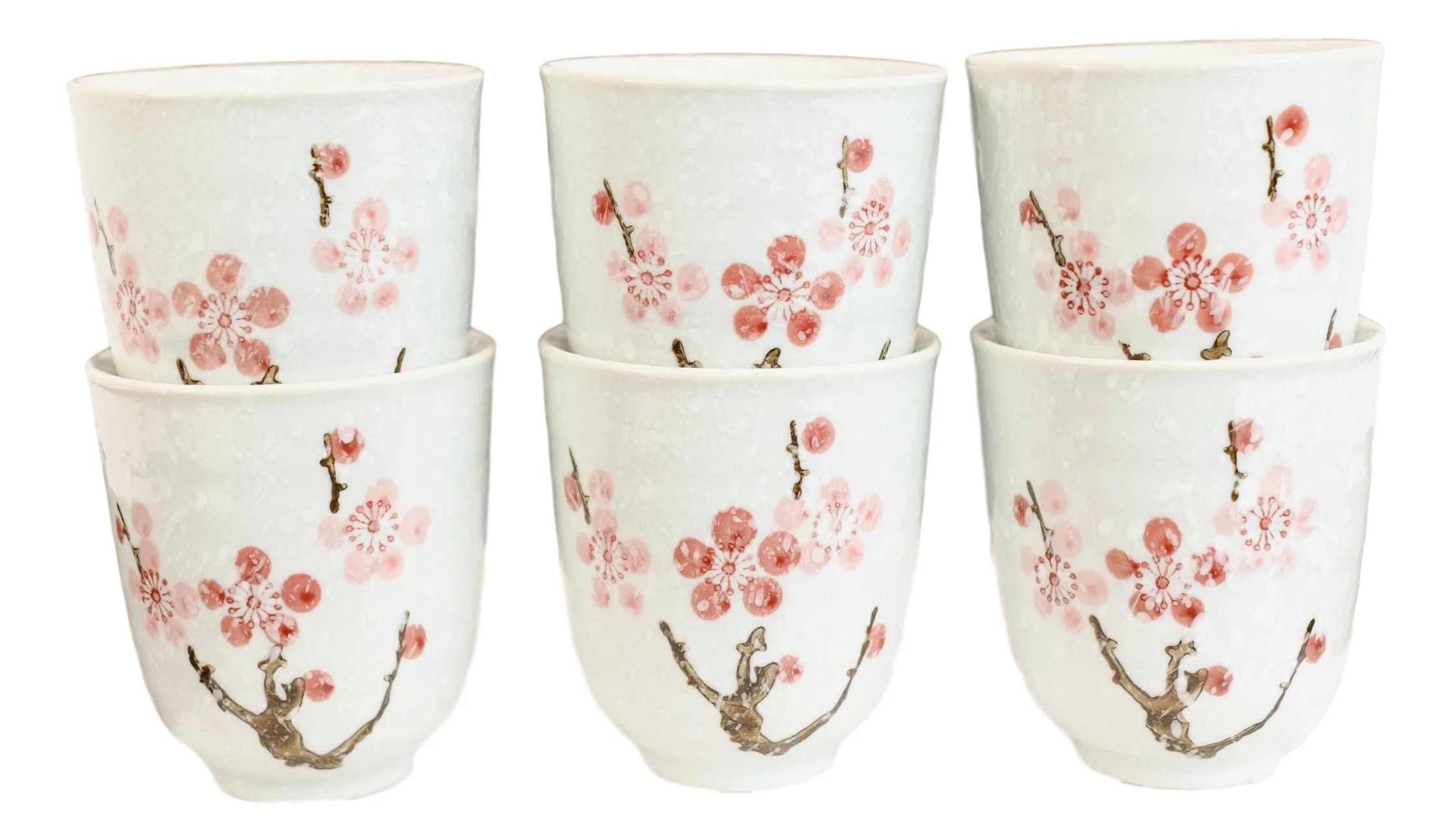 Pack Of 6 Textured Pink Japanese Sakura Cherry Blossoms Ceramic Tea Cups Teacups - Image 6
