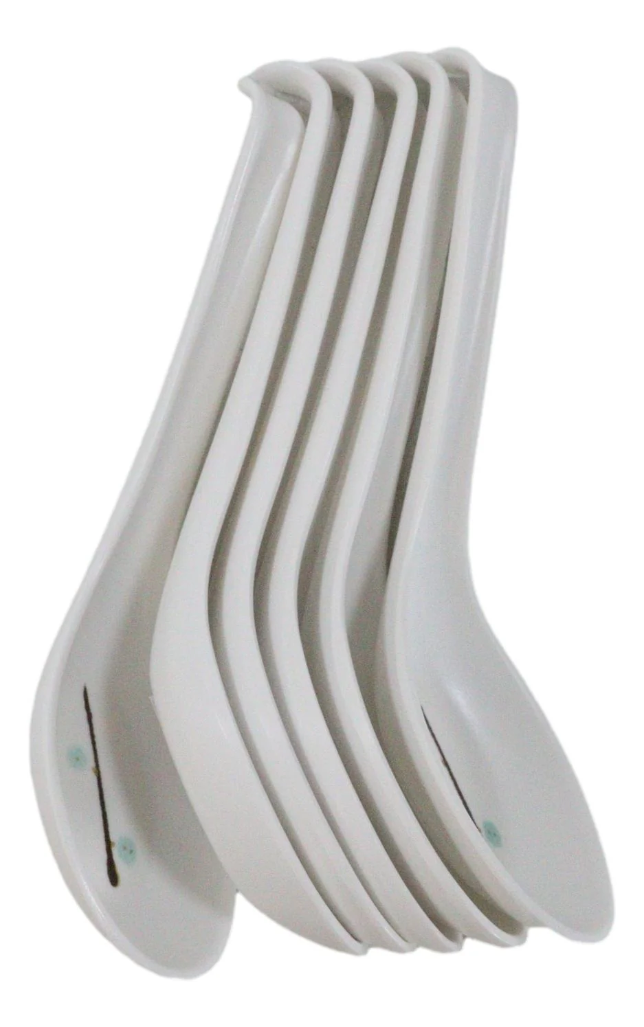 Pack Of 6 Yukino Hana Frostflake Jade Melamine Asian Style Soup Spoons 6.25"L - Image 2