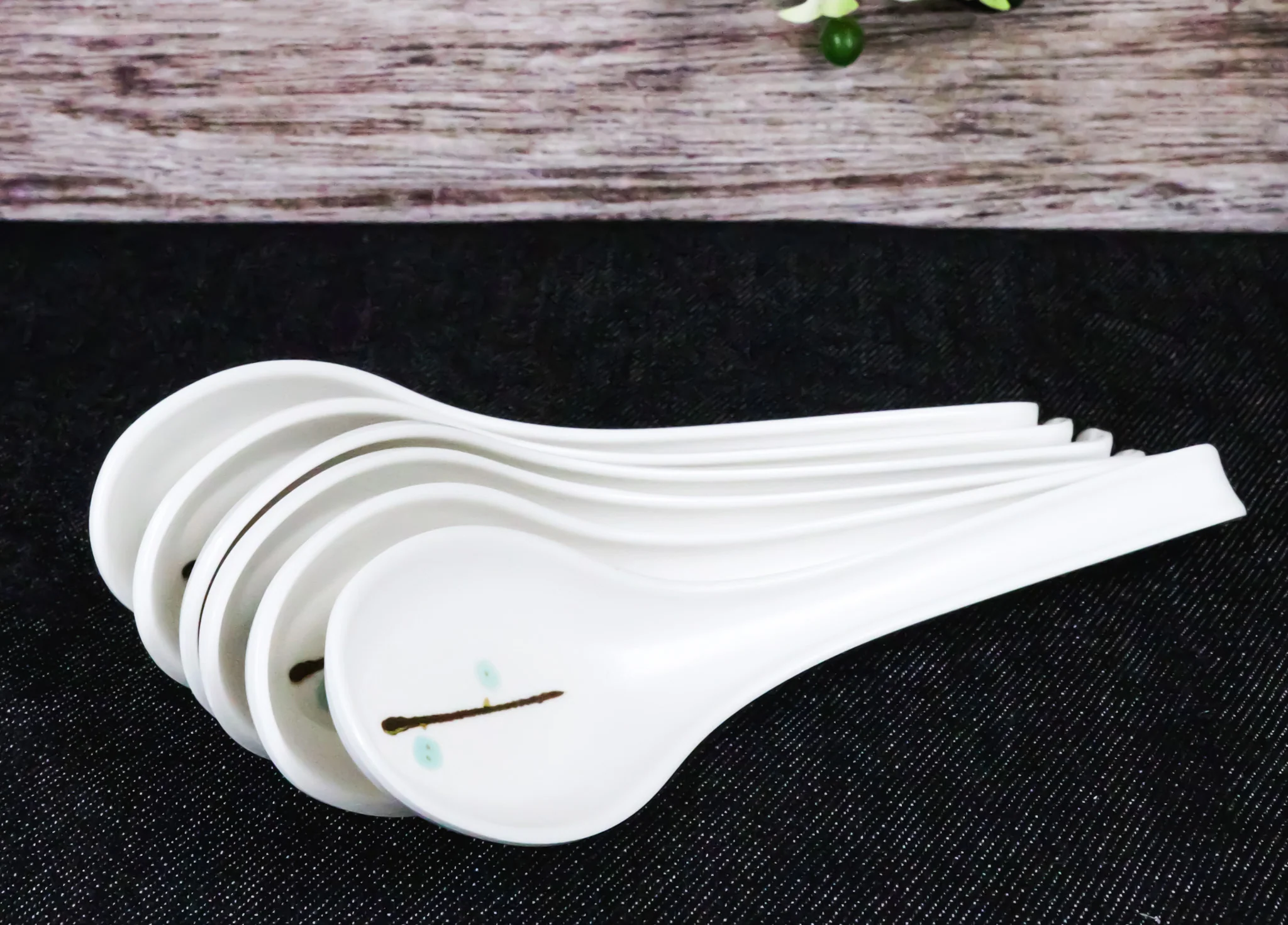 Pack Of 6 Yukino Hana Frostflake Jade Melamine Asian Style Soup Spoons 6.25"L - Image 9