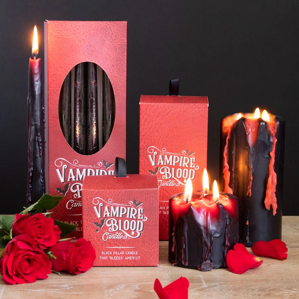 Pack of 8 Witchcraft Ritual Spell Vampire Blood Black Red Taper Candles 10" - Image 8