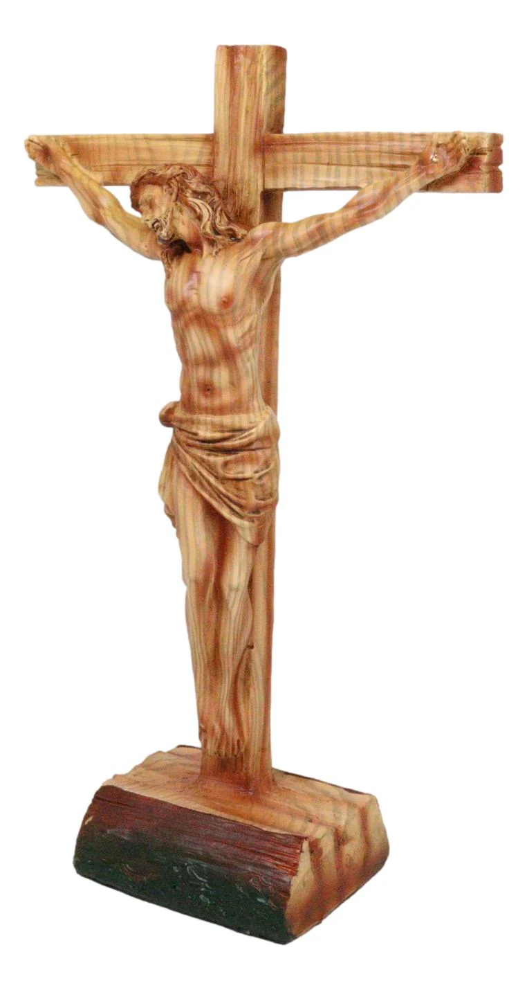 Passion Of Jesus Christ On The Cross In Faux Cedar Wood Finish Figurine 11.25"H - Image 4