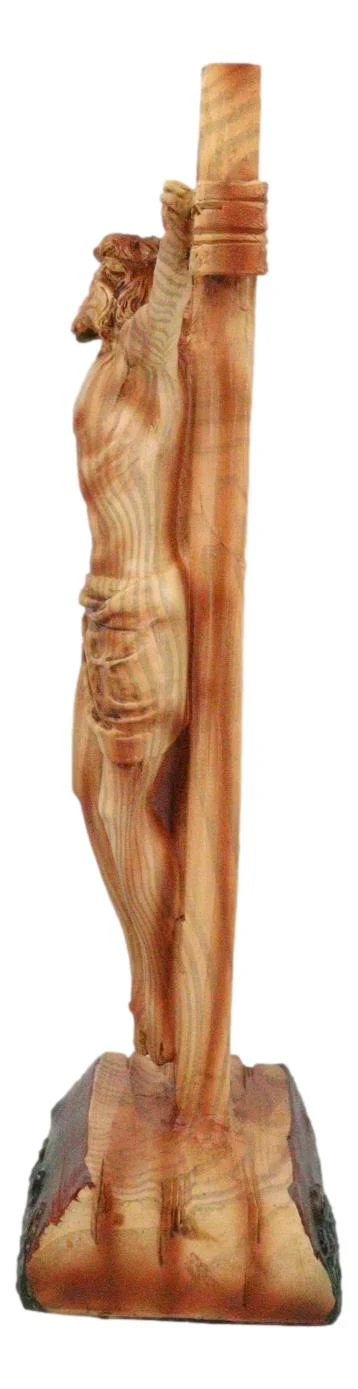 Passion Of Jesus Christ On The Cross In Faux Cedar Wood Finish Figurine 11.25"H - Image 5