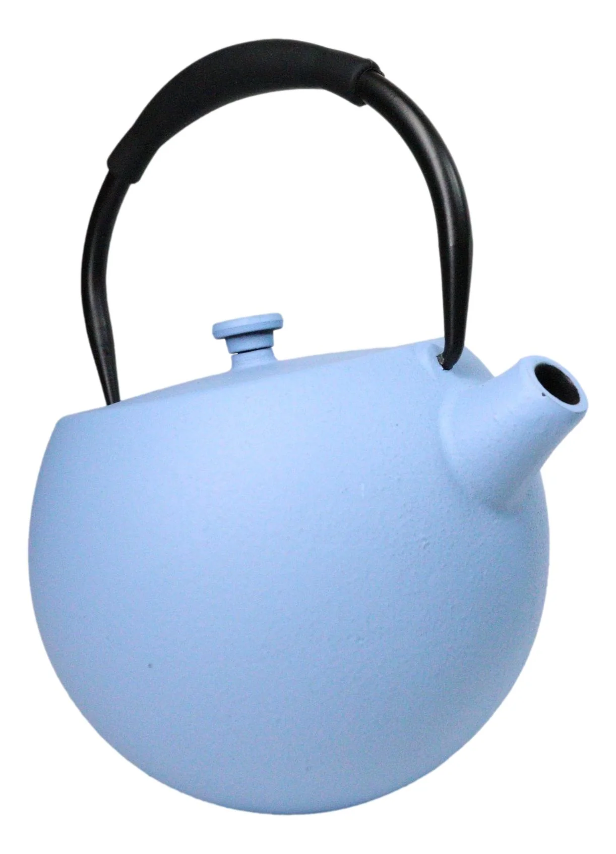 Pastel Blue Minimalistic Tilted Round Cast Iron Teapot 28oz Tea Pot With Handle - Image 3