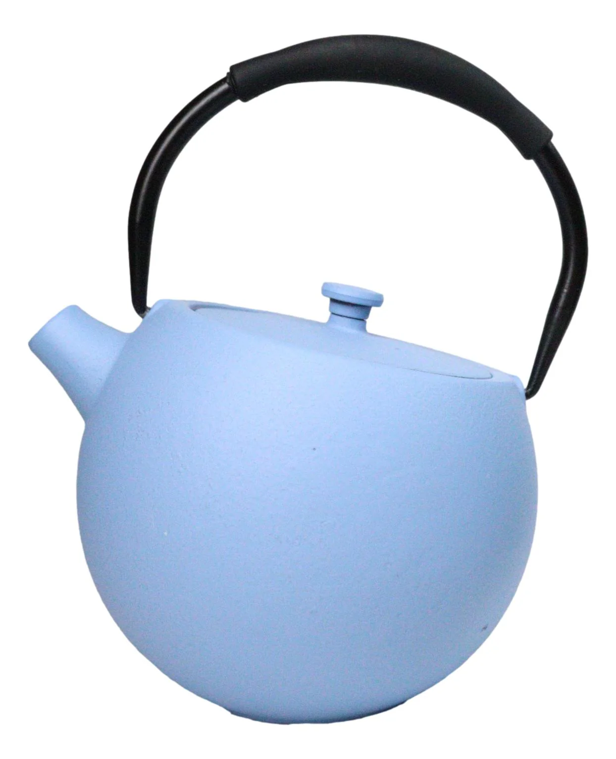 Pastel Blue Minimalistic Tilted Round Cast Iron Teapot 28oz Tea Pot With Handle - Image 4