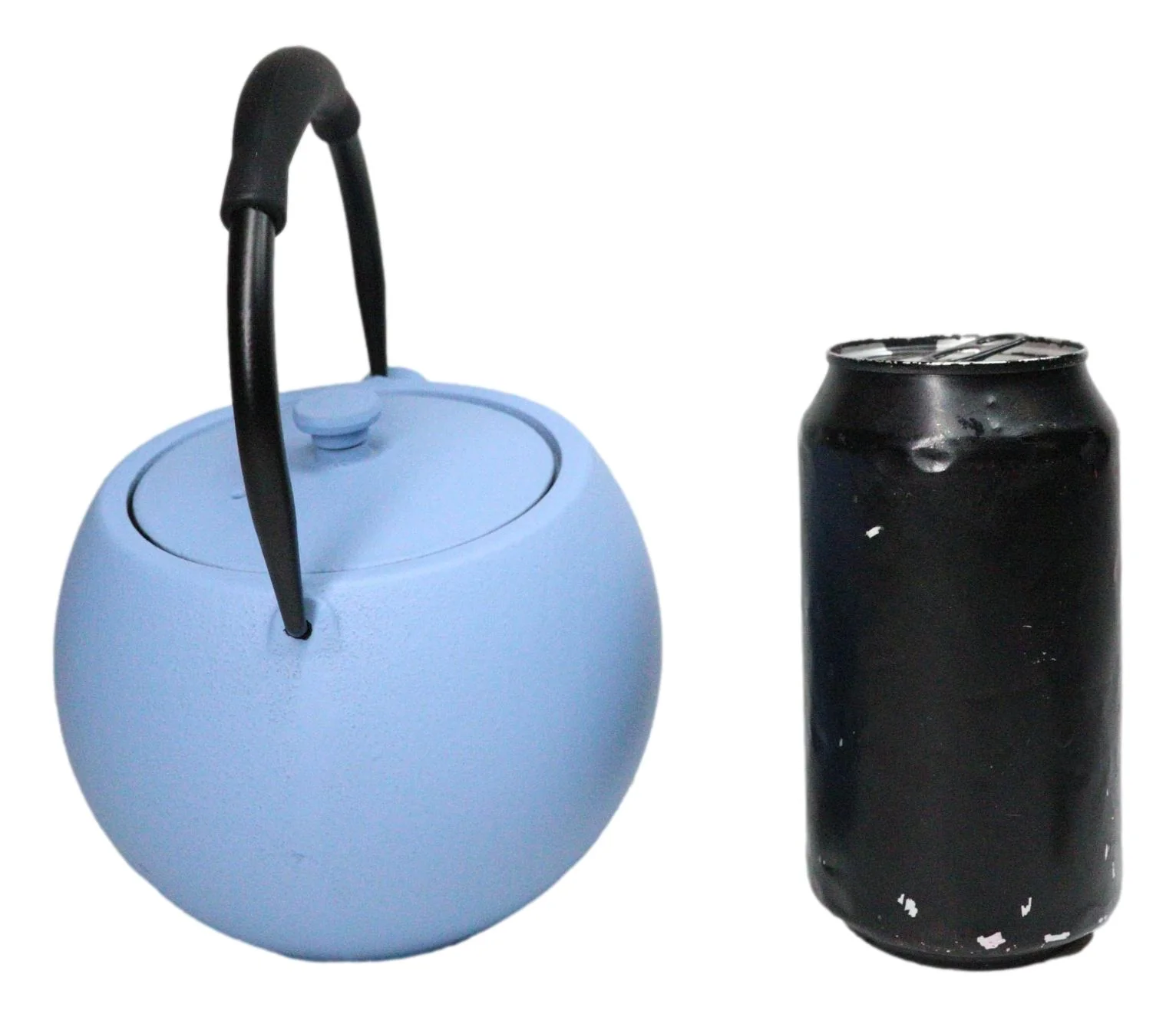 Pastel Blue Minimalistic Tilted Round Cast Iron Teapot 28oz Tea Pot With Handle - Image 7
