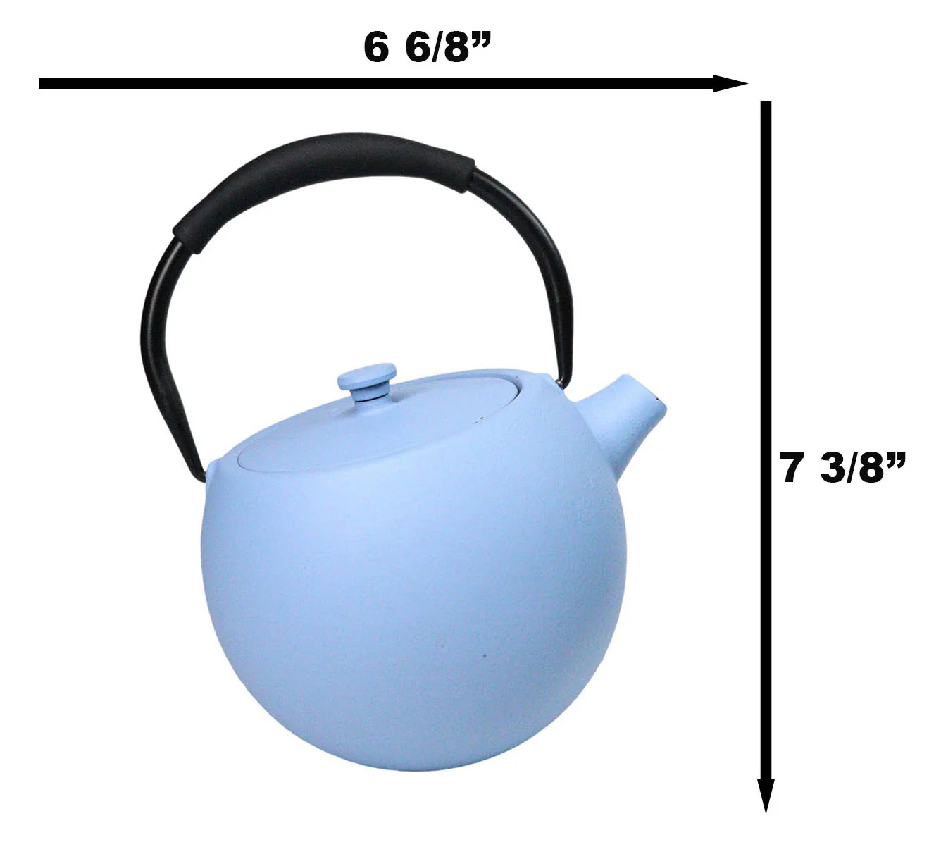 Pastel Blue Minimalistic Tilted Round Cast Iron Teapot 28oz Tea Pot With Handle - Image 8