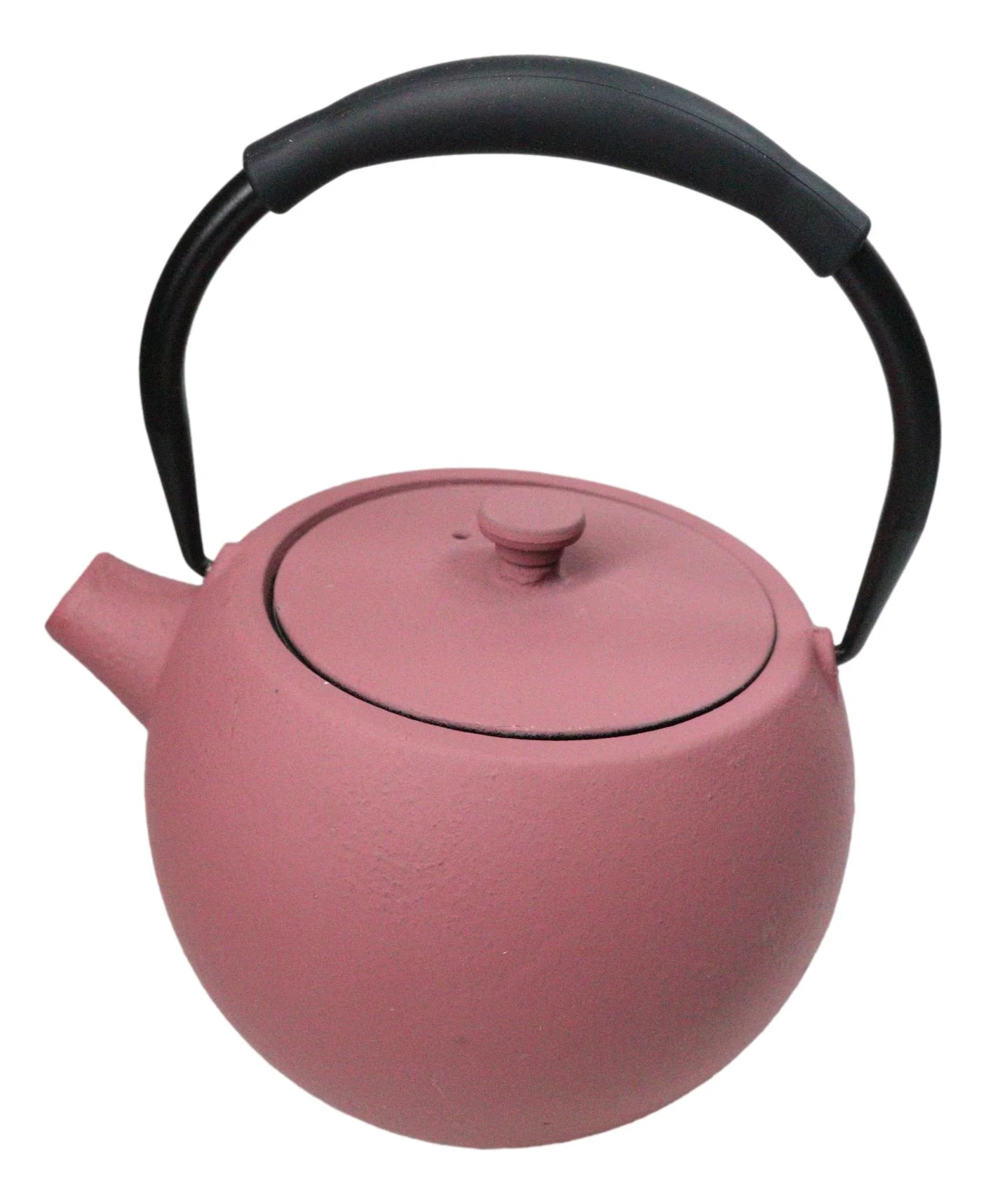 Pastel Pink Minimalistic Tilted Round Cast Iron Teapot 28oz Tea Pot With Handle - Image 2