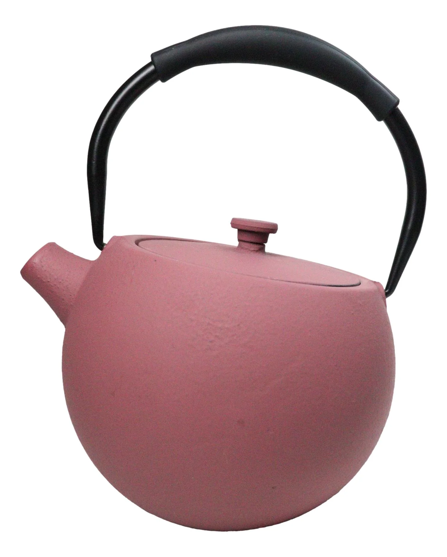 Pastel Pink Minimalistic Tilted Round Cast Iron Teapot 28oz Tea Pot With Handle - Image 4