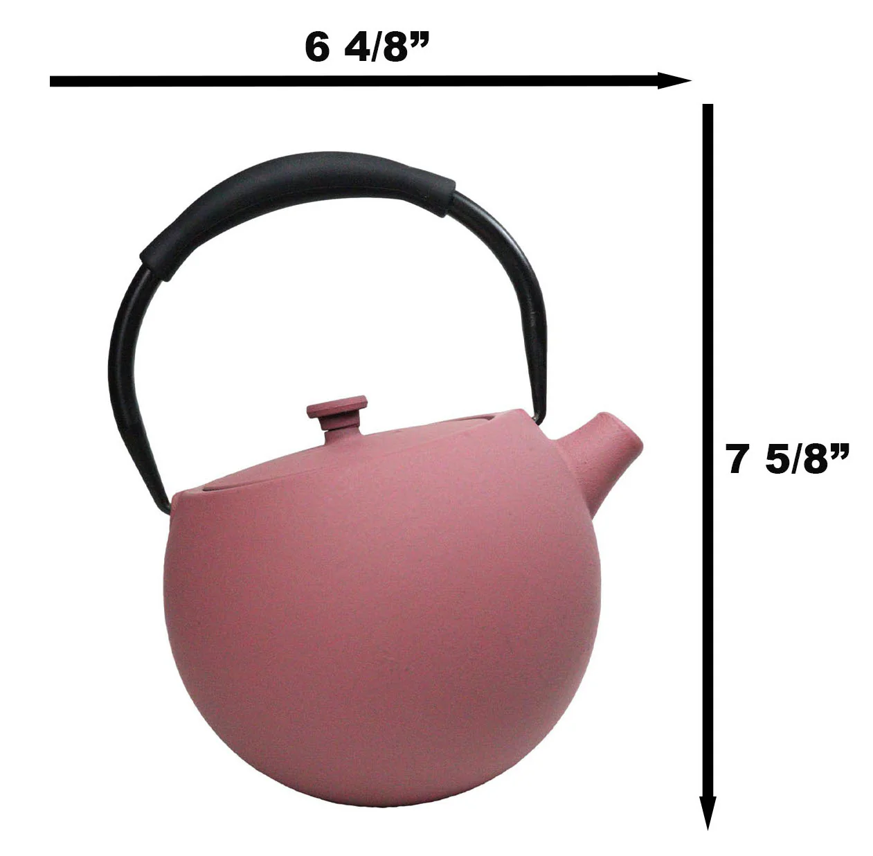 Pastel Pink Minimalistic Tilted Round Cast Iron Teapot 28oz Tea Pot With Handle - Image 7