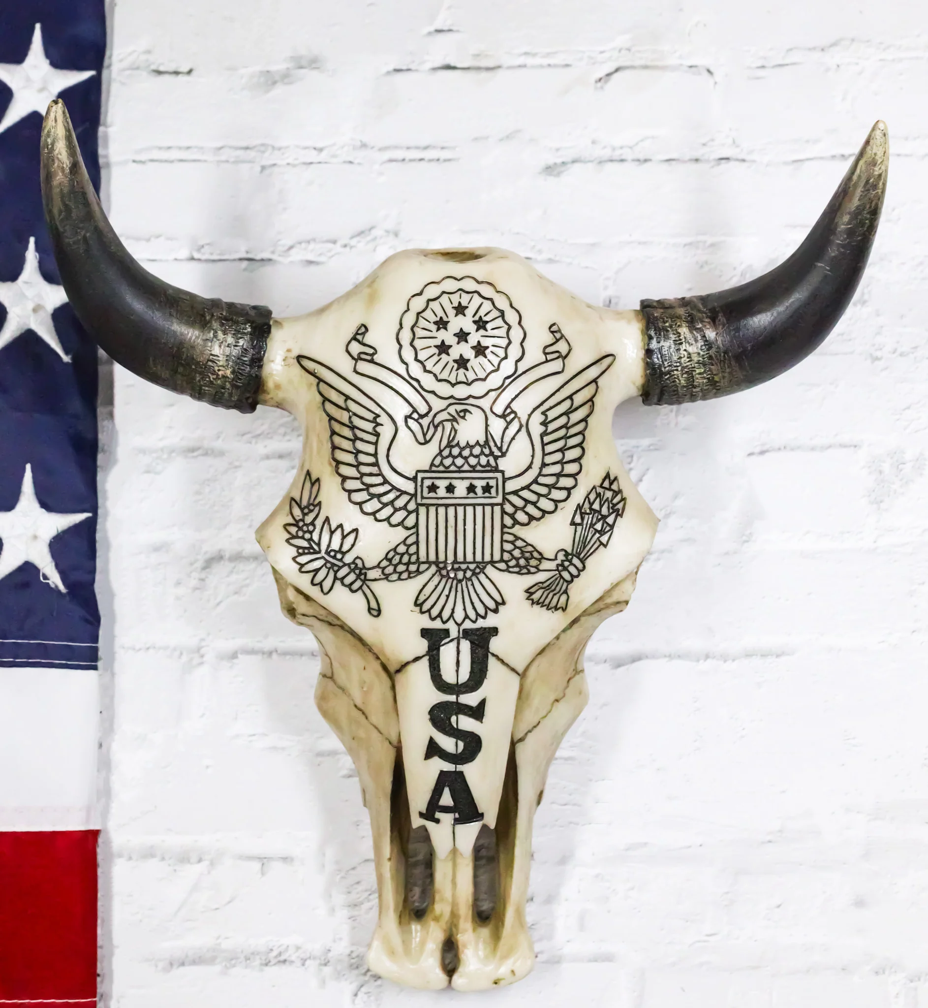 Patriotic American Eagle Great Seal of The United States Cow Skull Wall Decor - Image 8