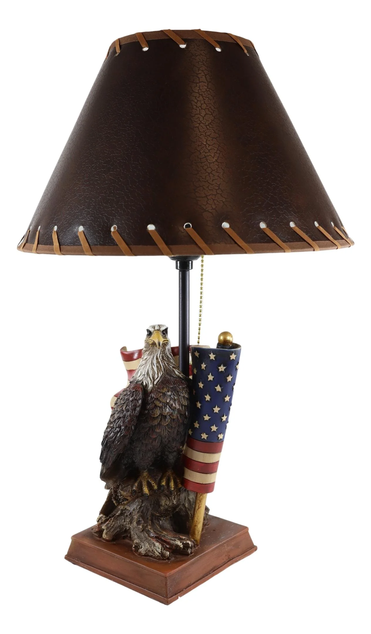 Patriotic Bald Eagle With American Flag Memorial Table Lamp Figurine 19" Tall - Image 2