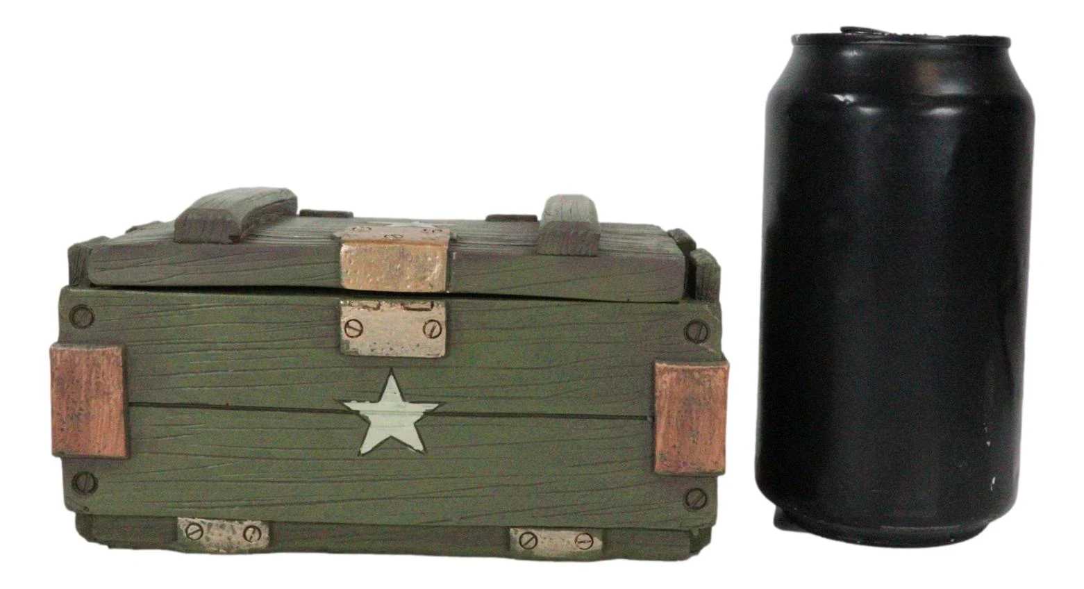 Patriotic Military Style Ammo Crate Utility Faux Wood Decorative Box Figurine - Image 8