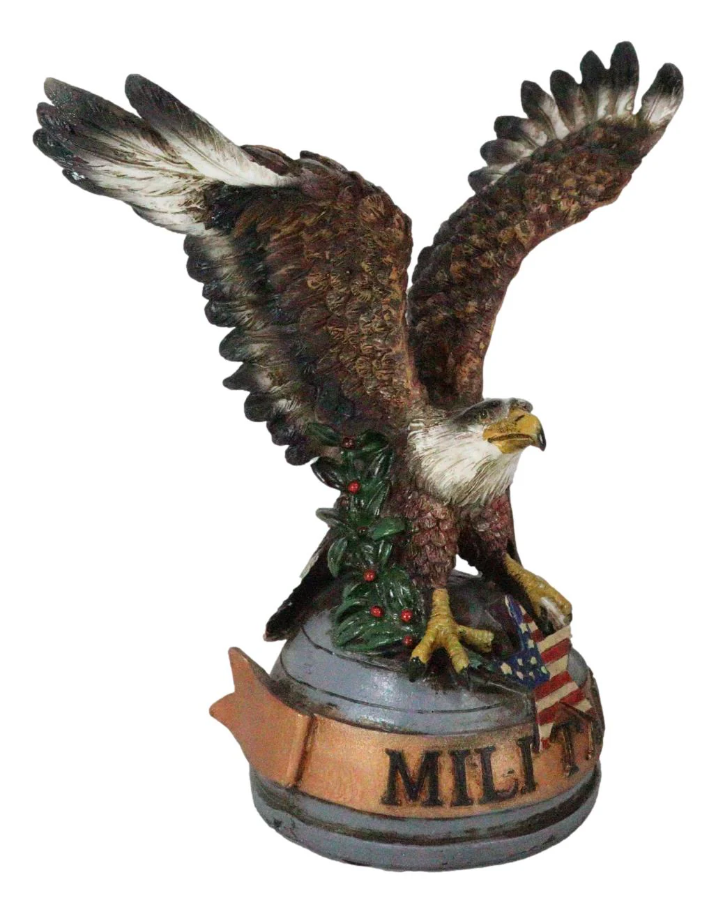 Patriotic Open Wings Bald Eagle On USA Star Spangled Banner Millitary Figurine - Image 6