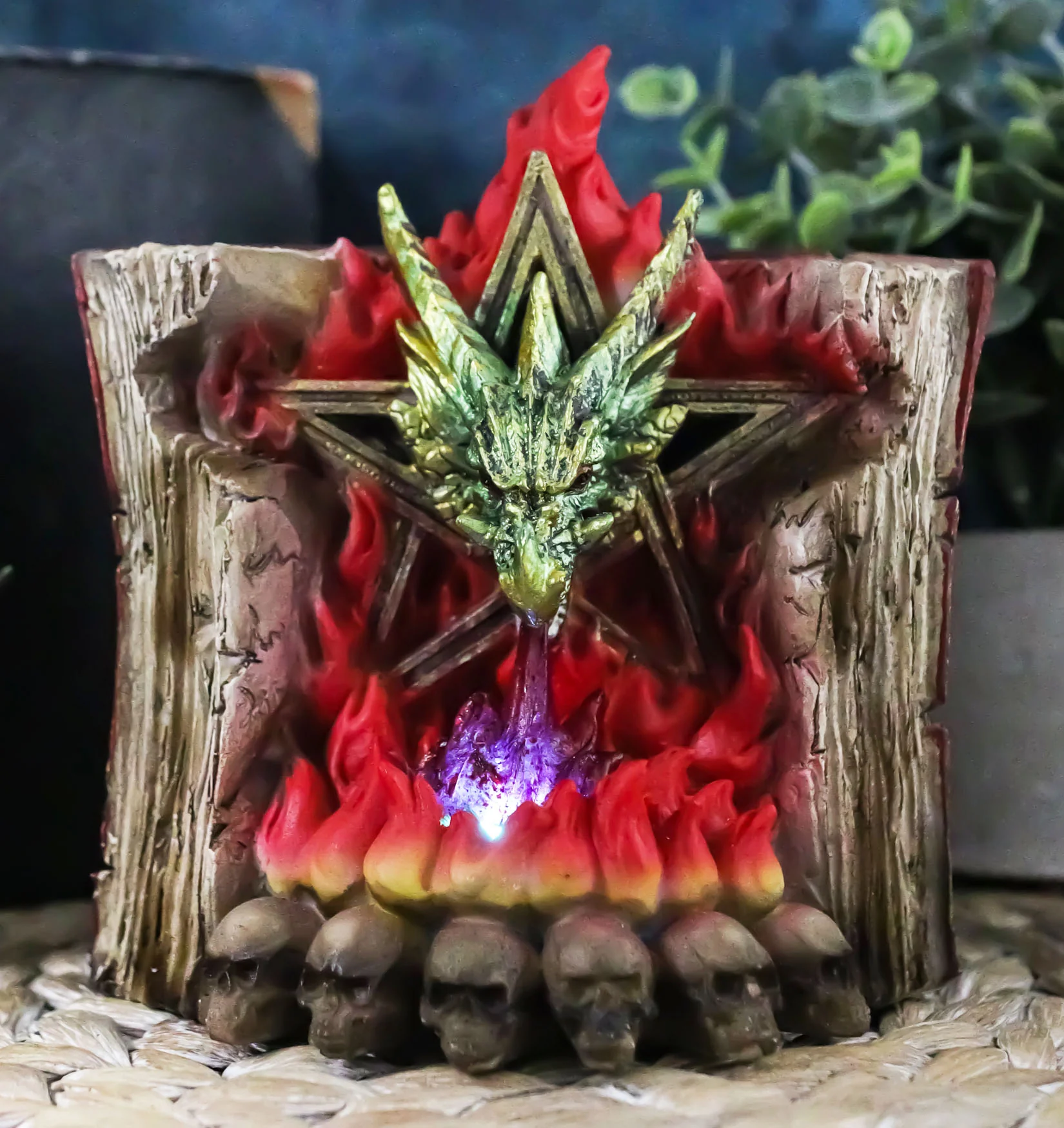 Pentagram Star Green Dragon of Bibliography On Spell Book With LED Fire Breath - Image 2
