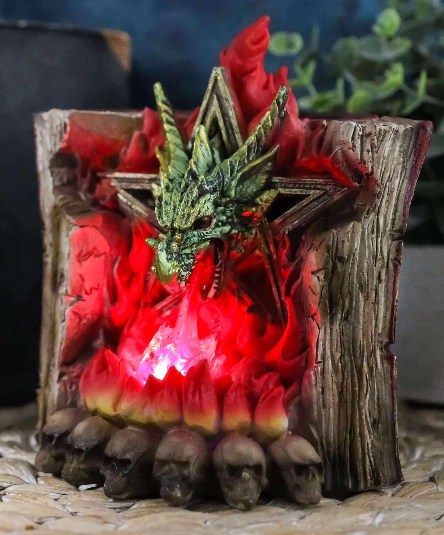 Pentagram Star Green Dragon of Bibliography On Spell Book With LED Fire Breath - Image 4