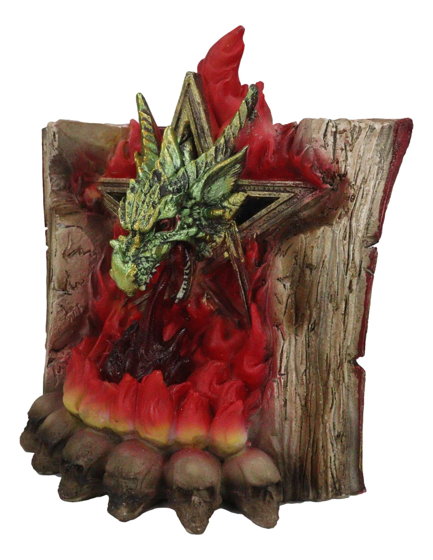 Pentagram Star Green Dragon of Bibliography On Spell Book With LED Fire Breath - Image 5