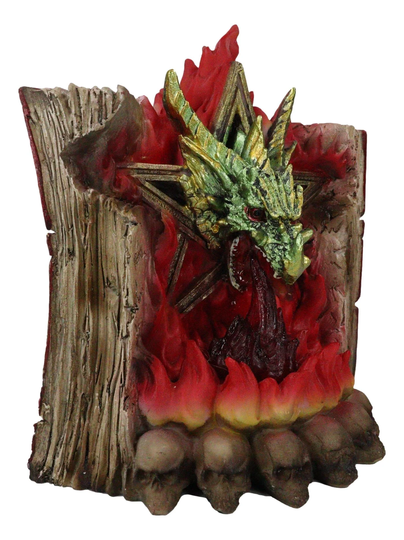 Pentagram Star Green Dragon of Bibliography On Spell Book With LED Fire Breath - Image 8