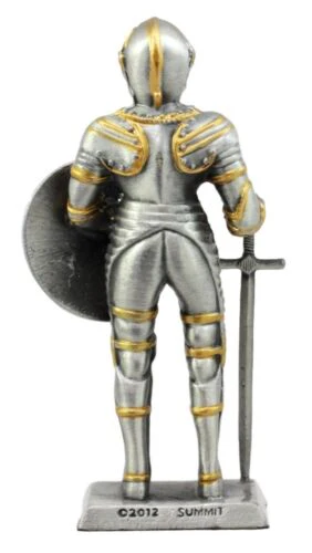 Pewter French Knight Figurine 4"H Medieval Suit Of Armor Dollhouse Miniature - Image 3