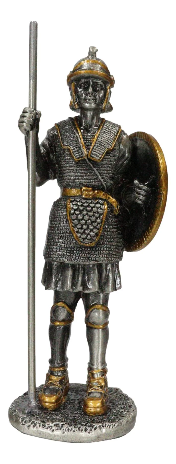 Pewter Medieval Halberdier Knight Guard With Pole Spear And Shield Figurine - Image 2