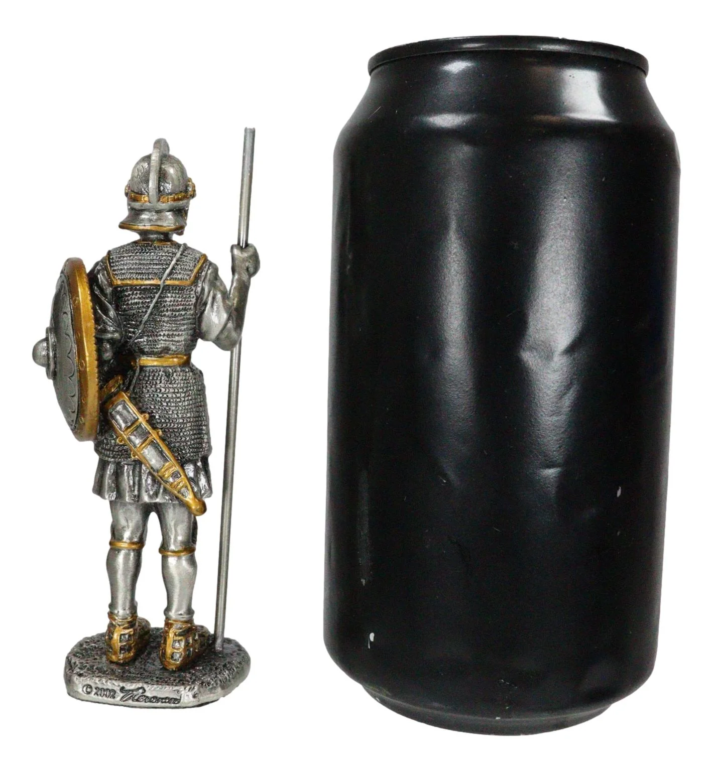 Pewter Medieval Halberdier Knight Guard With Pole Spear And Shield Figurine - Image 7
