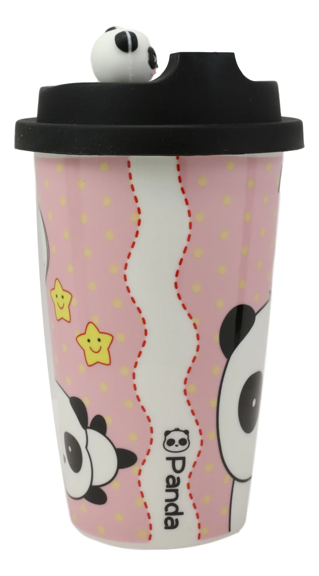 Pink Polkadots Giant Panda Bear Lovers Ceramic Mug With Silicone Lid Set Of 2 - Image 4