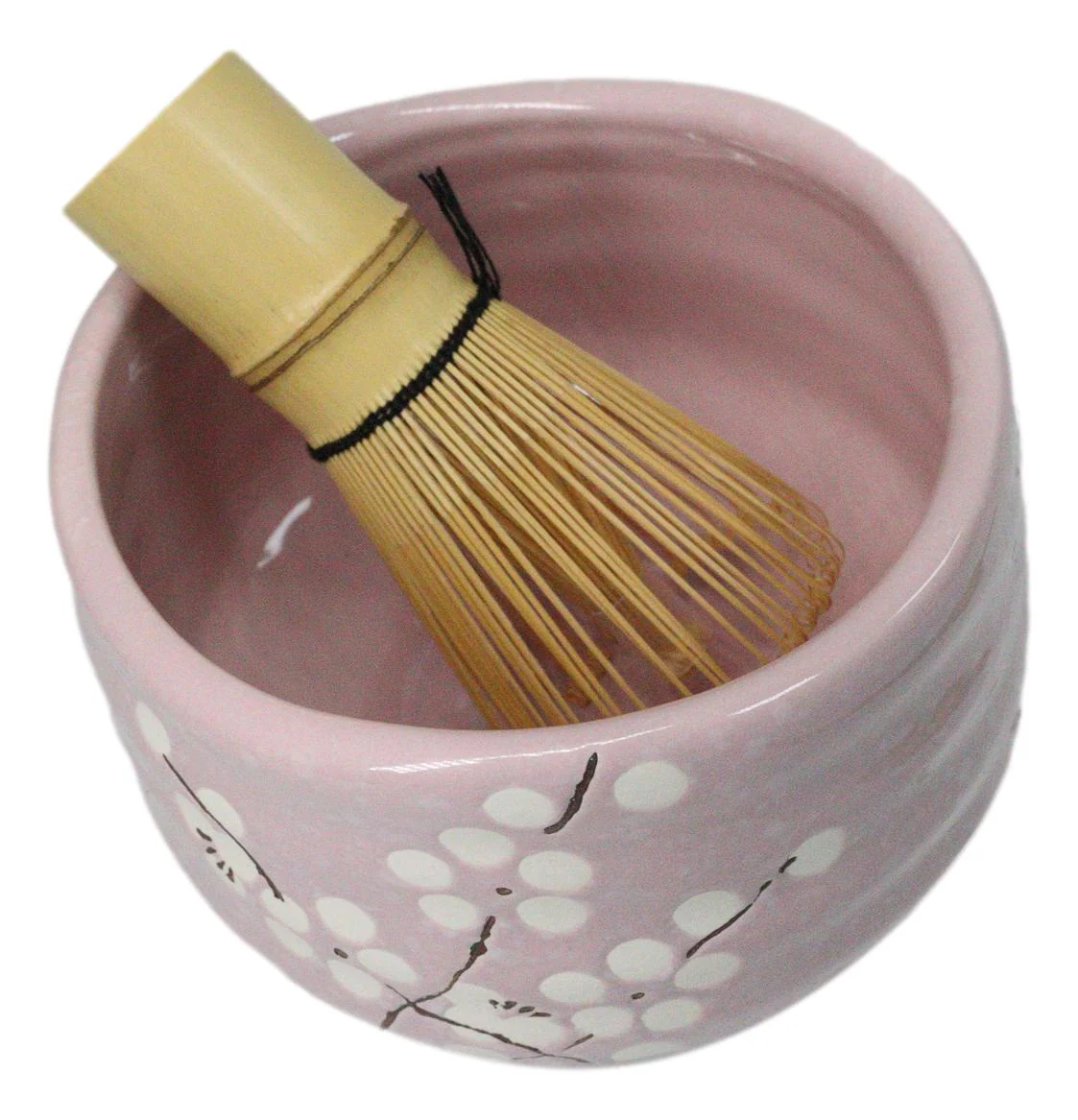 Pink Sakura Blossoms Ceramic Japanese Matcha Green Tea Bowl Whisk & Scoop Set - Image 4