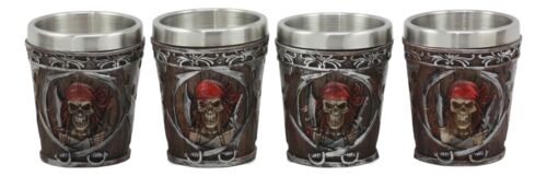 Pirate Captain And Buccaneer Skeleton Shot Glasses 2-Ounce Set Of 4 Novelties - Image 4