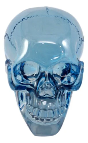 Pirate Crystal Skull Cave Tomb Treasure Blue Translucent Skull Figurine Resin - Image 5