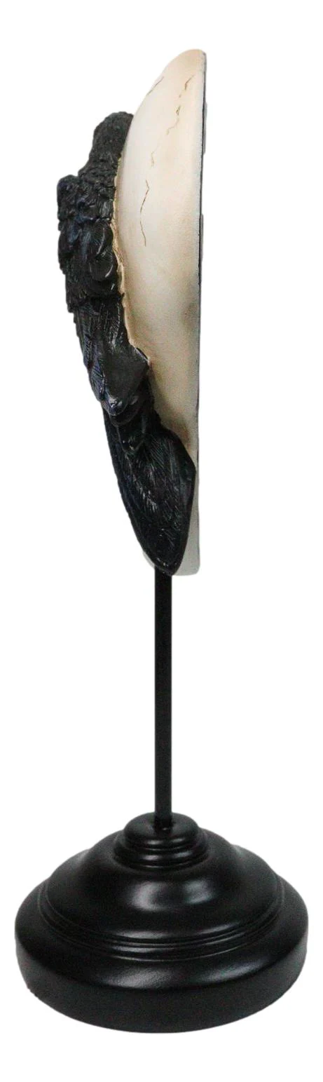 Poe's Raven Nevermore Skull Masque Ornament On Pole Stand Or Wall Sculpture - Image 2